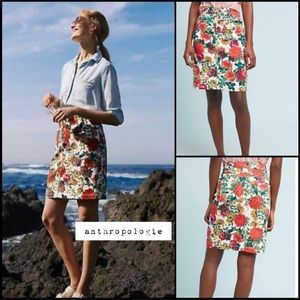 Maeve for Anthropologie Floral Jean Denim Skirt